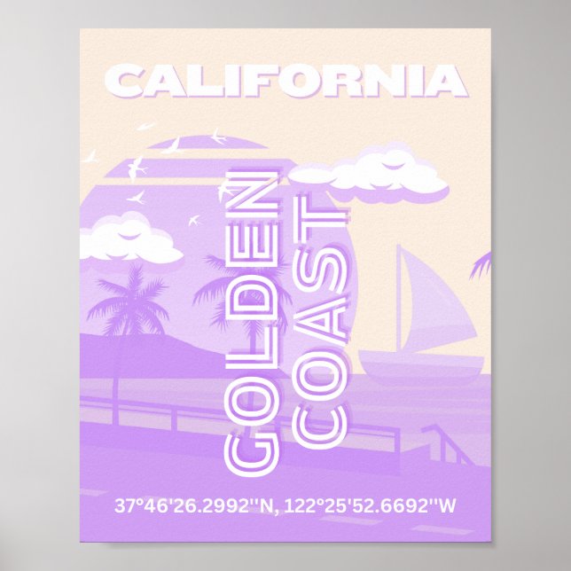Affiche Californie, Côte Dorée, Art de Voyage, Prépa (Devant)