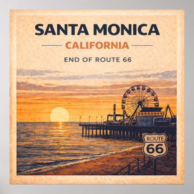 Affiche Californie côte Pacifique terminus Route 66 (Devant)
