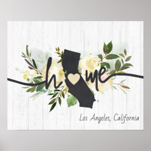 Affiche Californie État Personnalisé Maison Ville Rustique