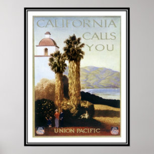 Affiche Californie vintage, USA -