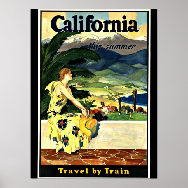 Affiche Californie Voyage en train vintage (Devant)