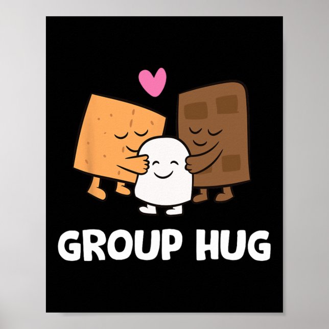 Affiche Câlins de groupe drôles de camping Smores Mignons  (Devant)