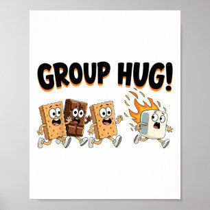 Affiche Câlins de groupe Marshmallow Smore Camping drôle e