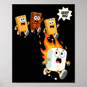 Affiche Câlins de groupe mignons guimauve feu de camp camp