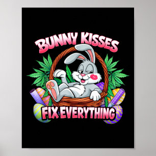 Affiche Câlins de lapin mignon réparent tout lapin drôle