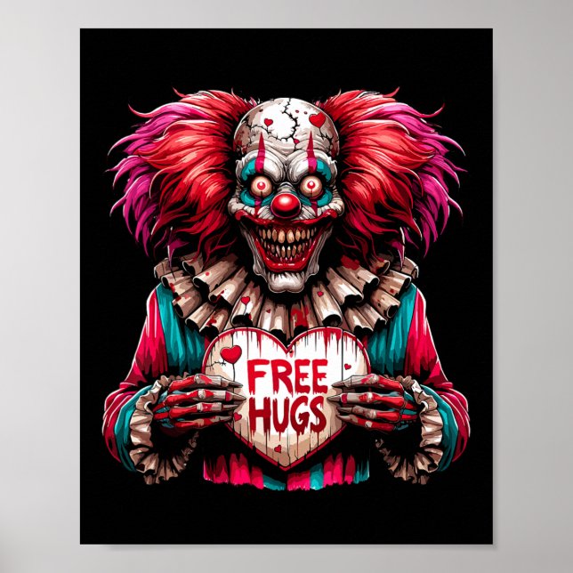 Affiche Câlins Gratuits Clown Effrayant Saint-Valentin Hal (Devant)