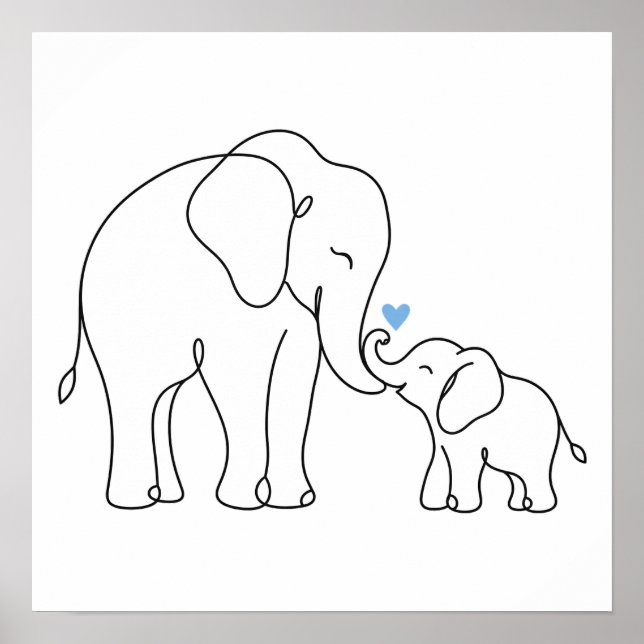 Affiche Câlins tendres d'éléphant (Devant)