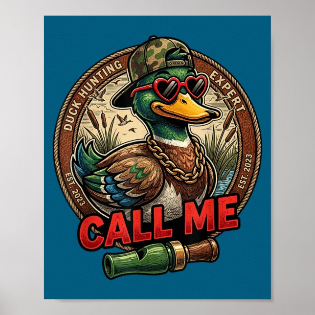 Affiche Call Me Duck Hunting Retro Valentine's Day Men Wom (Devant)