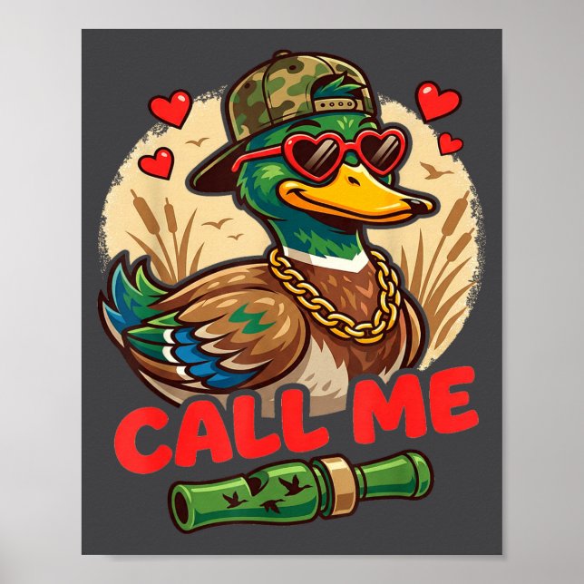 Affiche Call Me Duck Hunting Retro Valentine's Day Men Wom (Devant)