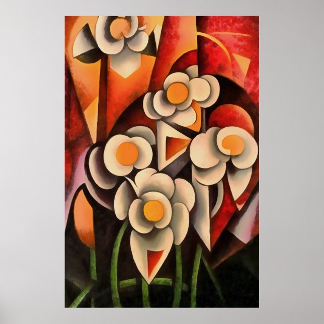 Affiche Calla Lilies Art Géométrique Abstrait Dans Les Ton (Devant)