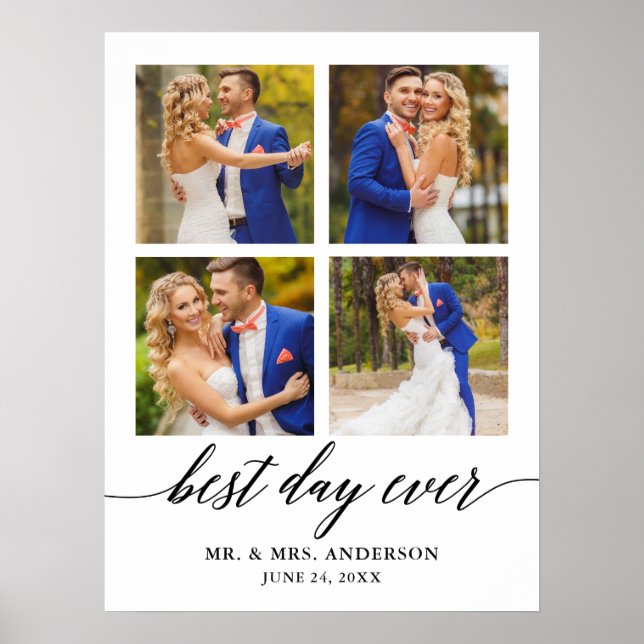 Affiche Calligraphie Best Day Ever 4 Mariage photo (Devant)