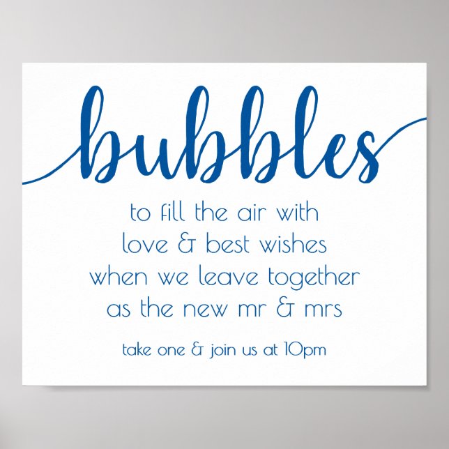 Affiche Calligraphie bleu classique | Mariage d'envoi par  (Devant)