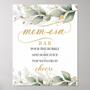Affiche Calligraphie boho eucalyptus or maman osa signe ba