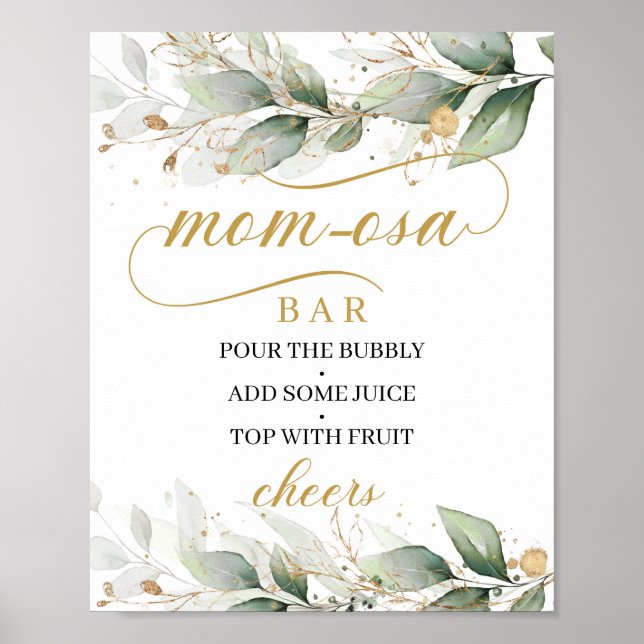 Affiche Calligraphie boho eucalyptus or maman osa signe ba (Devant)