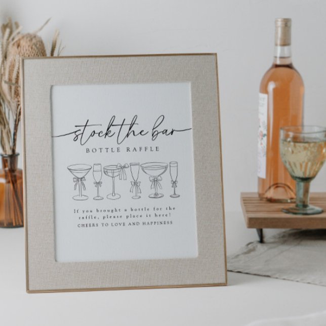 Affiche Calligraphie Bow Bow Boissons Stock The Bar Raffle (Créateur téléchargé)