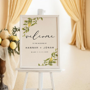 Affiche Calligraphie citron Accueil mariage signe d'accuei