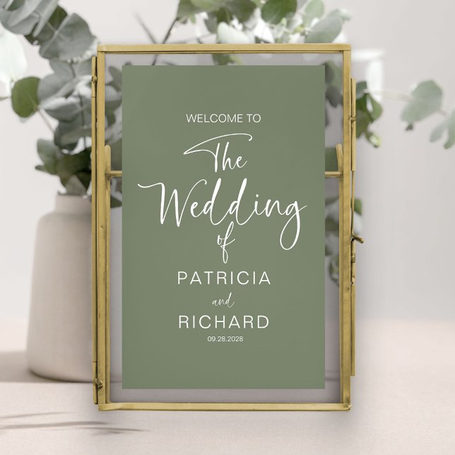 Affiche Calligraphie de mariage moderne simple Bienvenue (Créateur téléchargé)