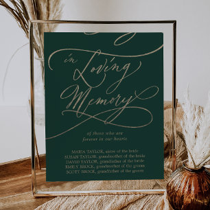 Affiche Calligraphie d'or romantique   Vert dans la mémoir