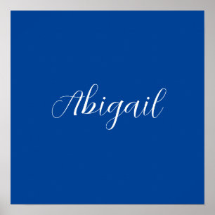 Affiche Calligraphie Elégant Bleu Blanc Plaine Nom simple