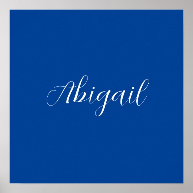 Affiche Calligraphie Elégant Bleu Blanc Plaine Nom simple (Devant)