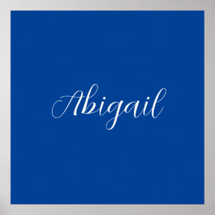 Affiche Calligraphie Elégant Bleu Blanc Plaine Nom simple