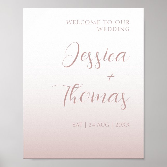 Affiche Calligraphie élégante Rose Gold Dégradé Mariage  (Devant)