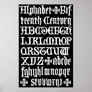 Affiche Calligraphie gothique anglaise XVe siècle