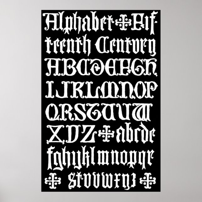 Affiche Calligraphie gothique anglaise XVe siècle (Devant)