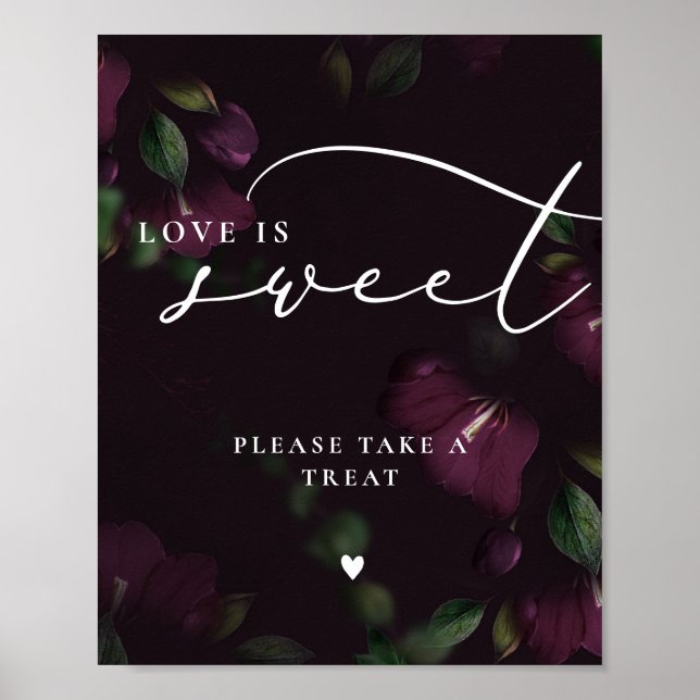 Affiche Calligraphie gothique mauve L'amour est Mariage do (Devant)