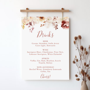 Affiche Calligraphie Graceful Floral Mariage Boissons Menu