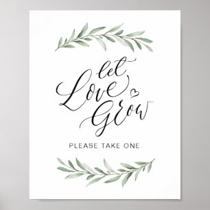 Affiche Calligraphie "Let Love Grow" Verdure rustique