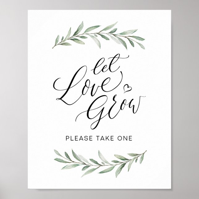 Affiche Calligraphie "Let Love Grow" Verdure rustique (Devant)