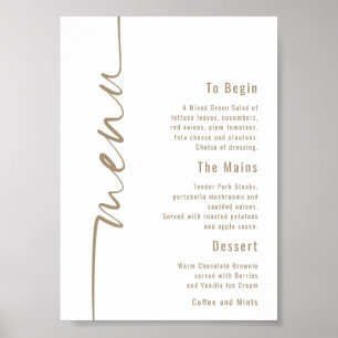 Affiche Calligraphie Mariage Champagne Gold Menu