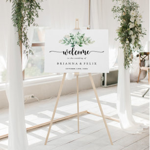 Affiche Calligraphie minimaliste Accueil Mariage Eucalyptu