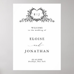Affiche Calligraphie minimaliste moderne de bienvenue de m