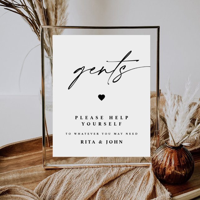 Affiche Calligraphie moderne Gents Salle de bain Mariage S (Créateur téléchargé)