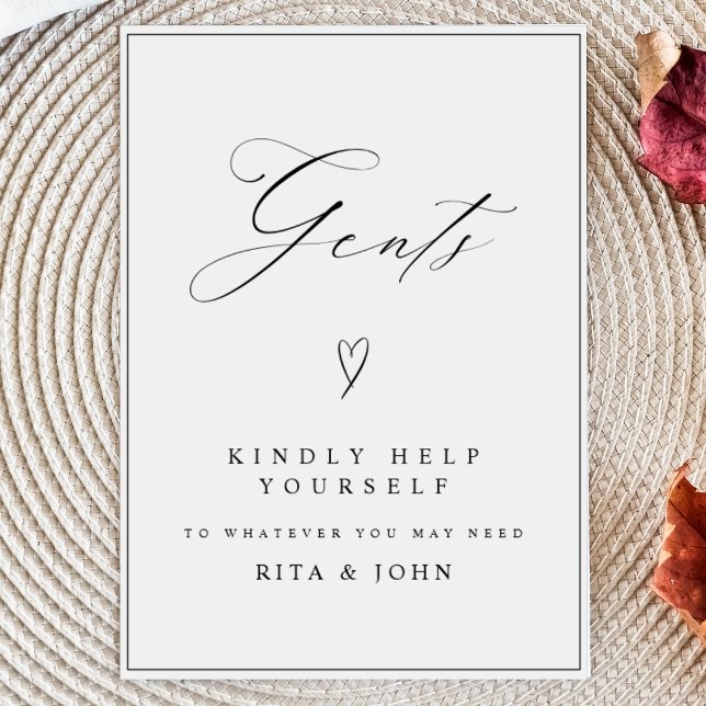 Affiche Calligraphie moderne Gents Salle de bain Mariage S (Créateur téléchargé)