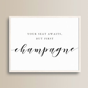Affiche Calligraphie moderne Mais d'abord Champagne Mariag
