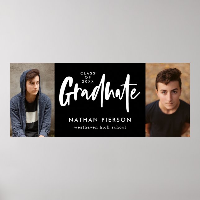 Affiche Calligraphie moderne Noir Deux Photo Graduation (Devant)