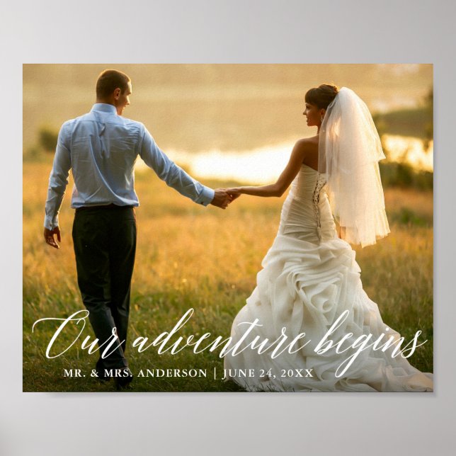 Affiche Calligraphie Notre aventure commence Photo Mariage (Devant)