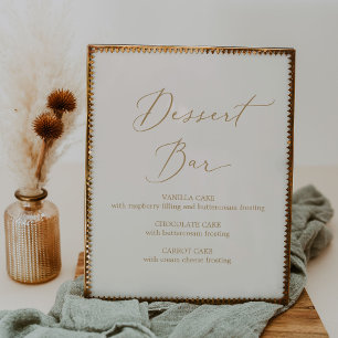 Affiche Calligraphie Or Délicate Cream Dessert Bar