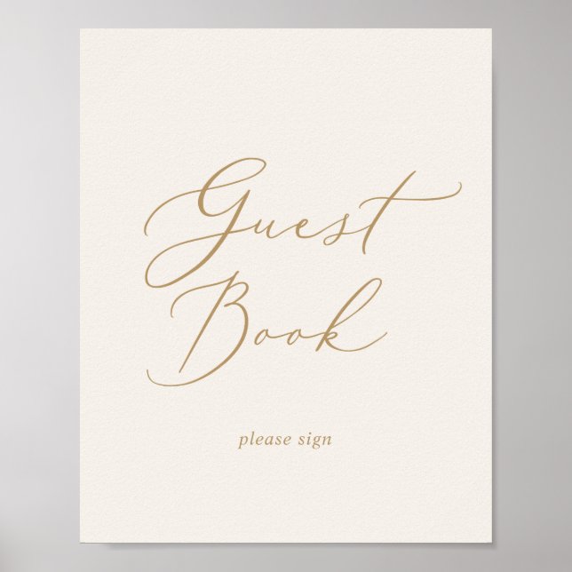 Affiche Calligraphie Or Délicate | Cream Guest Book (Devant)