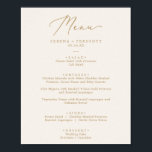 Affiche Calligraphie Or Délicate | Menu Mariage crème<br><div class="desc">Cette délicate affiche du menu mariage de calligraphie or est parfaite pour un mariage moderne. Le design minimaliste romantique présente une belle et élégante typographie de champagne jaune doré sur un arrière - plan de crème d'ivoire au look épuré et sobre. Ce menu peut être utilisé pour une réception de...</div>