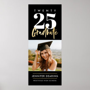 Affiche Calligraphie Or moderne Photo Graduation Noire