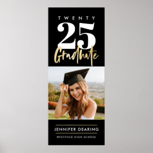 Affiche Calligraphie Or Moderne Photo Pos de Graduation No