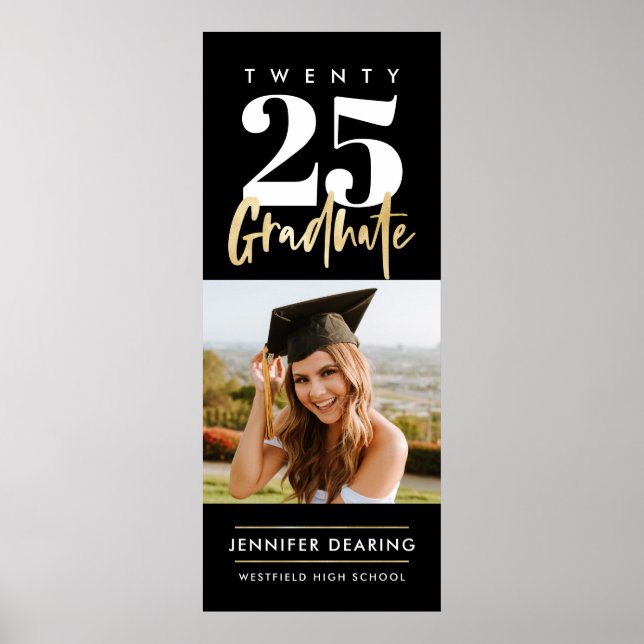 Affiche Calligraphie Or Moderne Photo Pos de Graduation No (Devant)