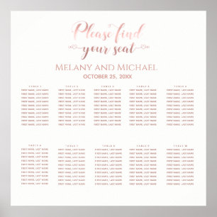 Affiche Calligraphie or rose simple coeur mariage