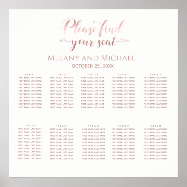 Affiche Calligraphie or rose simple coeur mariage (Devant)