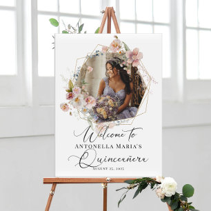 Affiche Calligraphie Quinceanera photo bienvenue