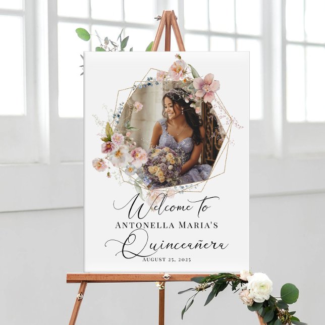Affiche Calligraphie Quinceanera photo bienvenue (Créateur téléchargé)